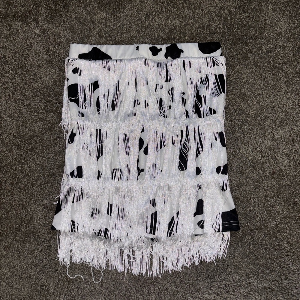 Amazon Cow print Fringe Skirt